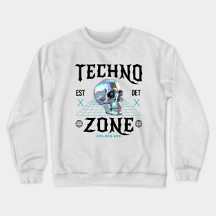 TECHNO - Techno Zone Skull (Black/Blue) Crewneck Sweatshirt